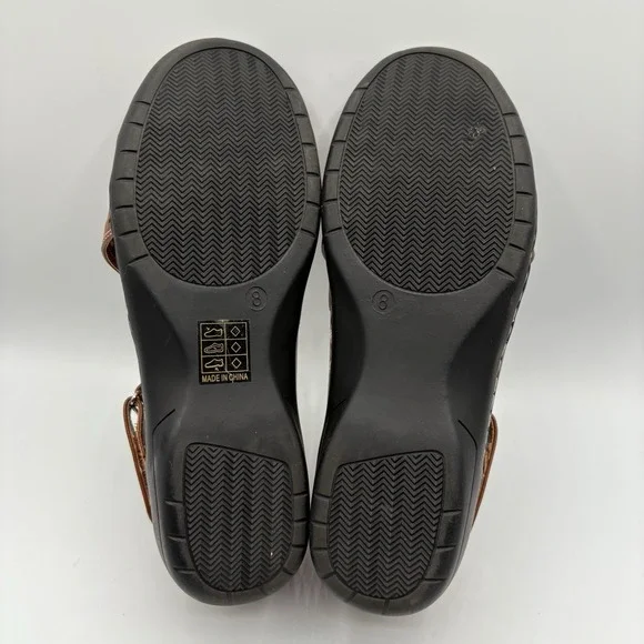 Unbranded Mary Jane Shoes Women's Size 8 Brown Faux Leather Zip & Loop Flat - Picture 10 of 10